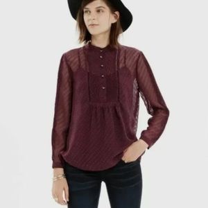 Madewell Plum Sheer Swiss Dot Top Size XS